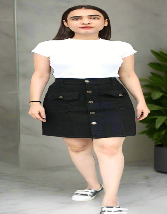 Denim Skirts for Women (Black, 28)
