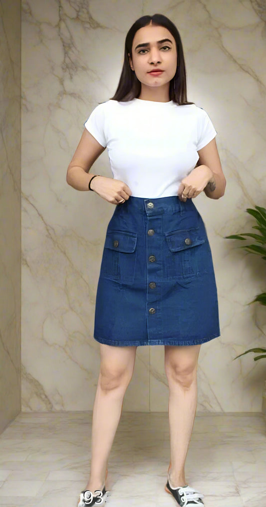 Denim Skirts for Women (Blue, 28)